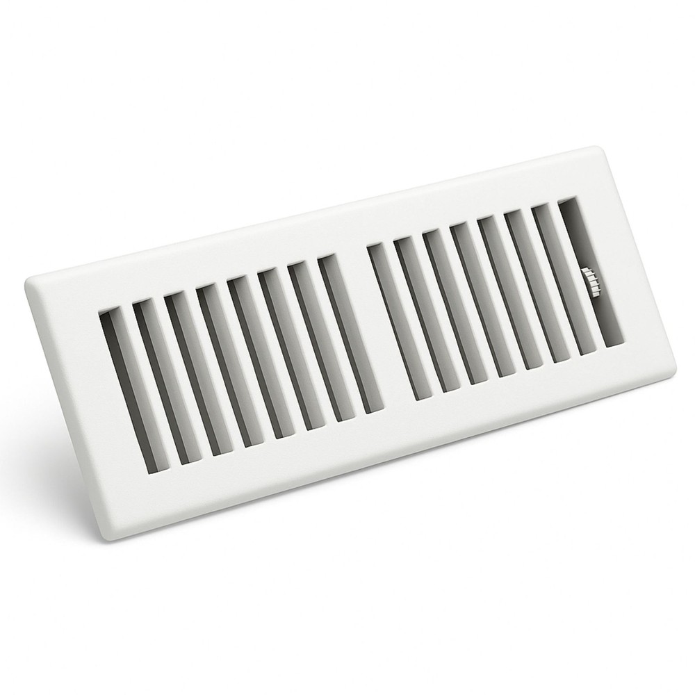 4″ x 10″ White Floor Register 2 Way – Stamped Face Steel Vent Cover, HVAC