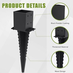 4 Pcs 4×4 Fence Post Anchor Ground Spike (Actual 3.6“x3.6”), Heavy-Duty 22″ P…