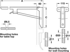 Hebgo Heavy-Duty Folding Table Brackets 22-13/16” Wall Mount Workbench Shelf
