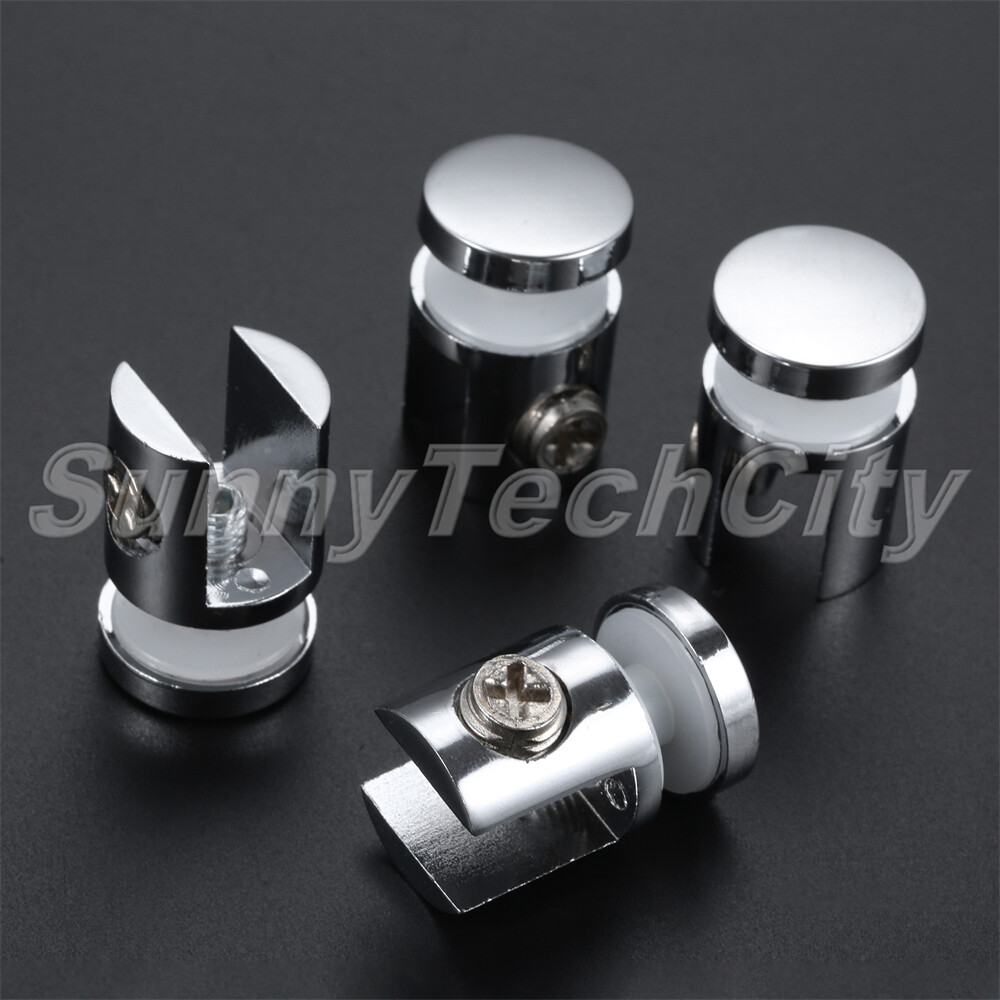 4x Adjustable Glass Clamps Clip Holders Single-sided Glass Shelf Board Brackets