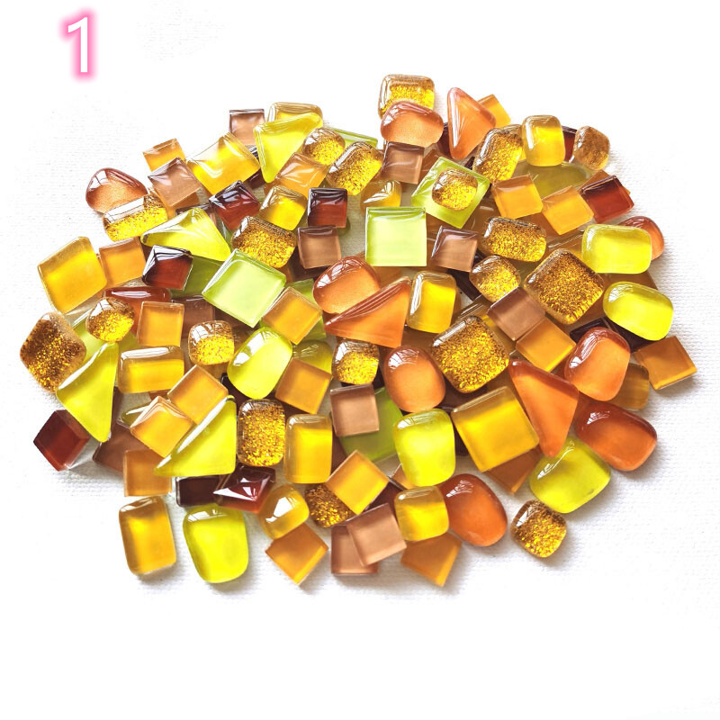 Sparkly Glitter Glass Mosaic Tile Mixed Color Shape for DIY Crafts 200g