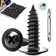 250 tornillos para madera negros n.° 8 x 1/2″, tornillos autorroscantes de acero