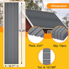 16.77 In. X 73.23 In. Gray Galvanized Metal Roof Panels Hardware Roofing Sheets