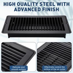 Fumete 2 Pcs 6 x 10” Black Floor Vent Covers Heavy Duty Floor Register Metal…