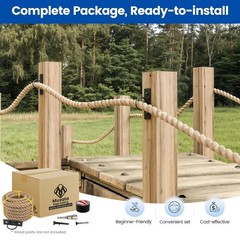 50FT Adjustable Jute Complete Rope Railing Kit – Easy Install with User Guide