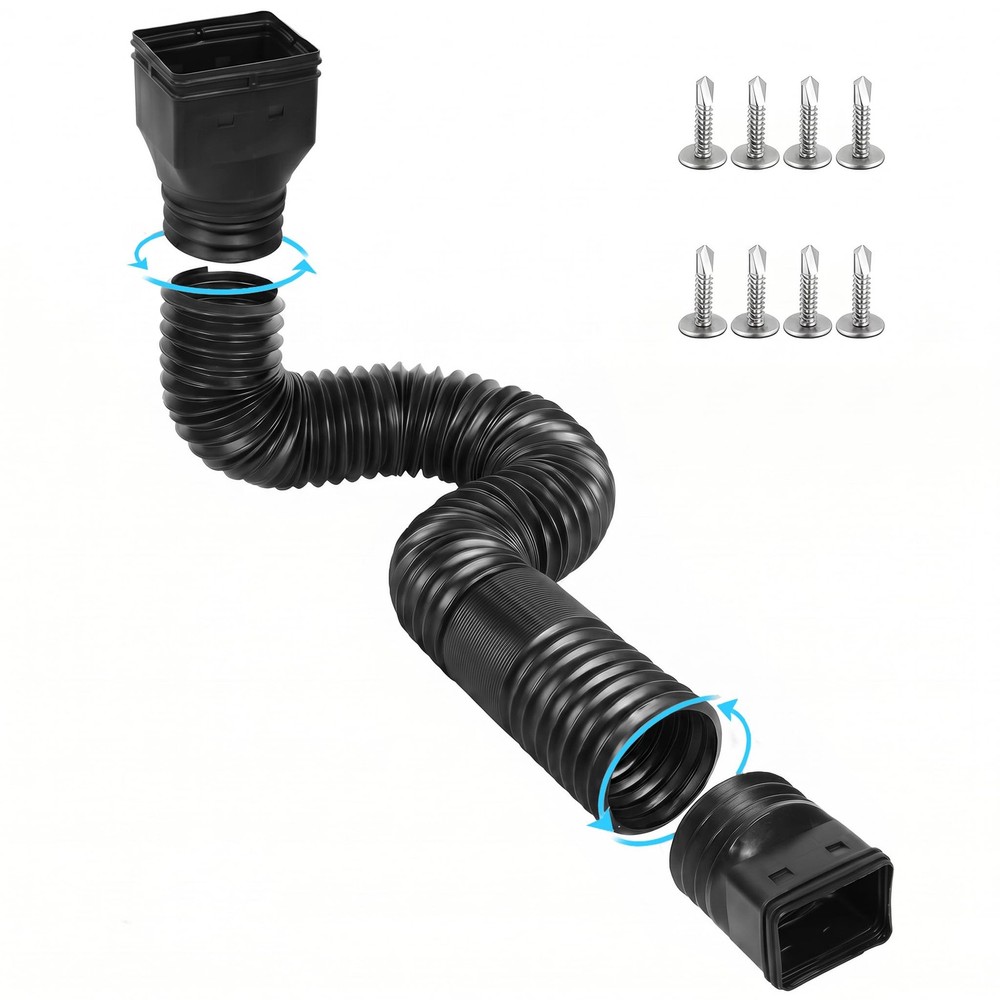Gutter Downspout Extension Flexible Extendable 2166 Black Drainage Pipe