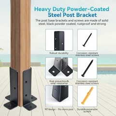 8 PCS Adjustable Deck Post Anchor Base Brackets Fit 1.5×1.5 2×2 2×4 4×4 Wood