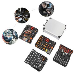4-Compartments Trolley Case Tool Box Hand Tool Kit Hardware Tool & Luggage Kit