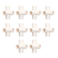 White 10 Pcs PVC Pipe Fitting 20mm 5 Way Right Angle 3 Dimensional Elbow