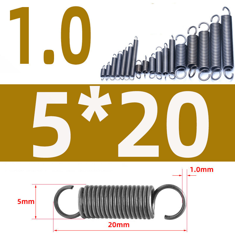 1mm Wire Dia Expansion Spring Tension Extension Length 20mm – 60mm OD：5mm – 12mm