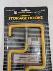 Vintage Crawford Screw-In Storage Hooks SS17 Yellow Vinyl Coated NOS Hardware