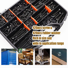 840Pcs #14#12#10#8 Self Tapping Screws for Metal,410 Stainless Steel Screws Asso