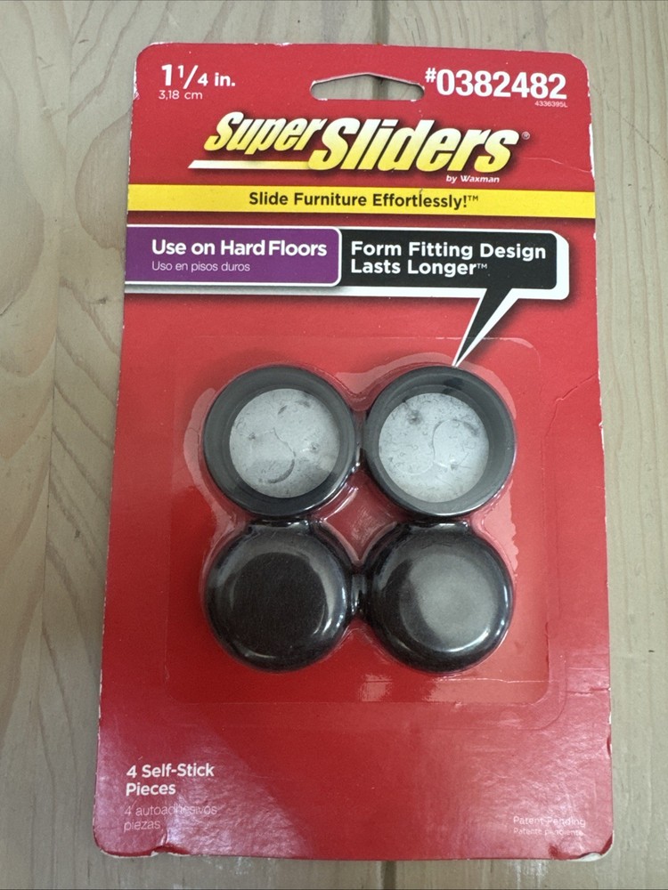 4 Pack Waxman Super Sliders- 1 1/4 in Self-Stick Felt Round Furniture Pad