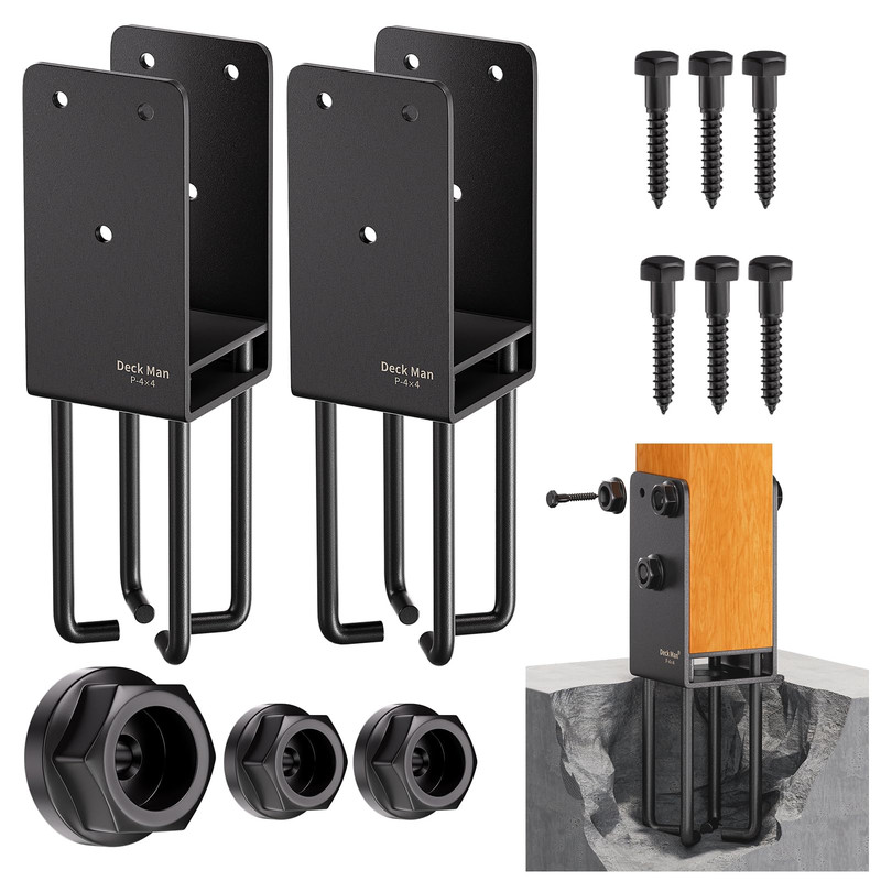 Deck Man 2Pack Heavy-Duty Post Base Anchor Bracket For 4X4 Wood Post Actual