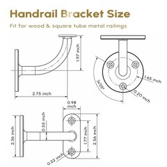 Heavy Duty Gold Handrail Brackets for Indoor Stairs, 304 Stainless Steel Stair R