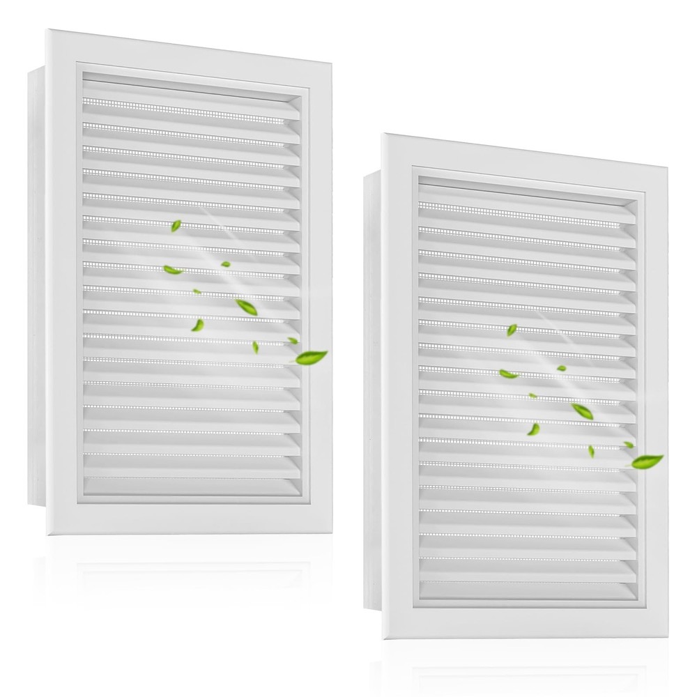2-Pack Paintable Gable Vents – 12″ x 18″ Aluminum with Screen, Maximize Venti…