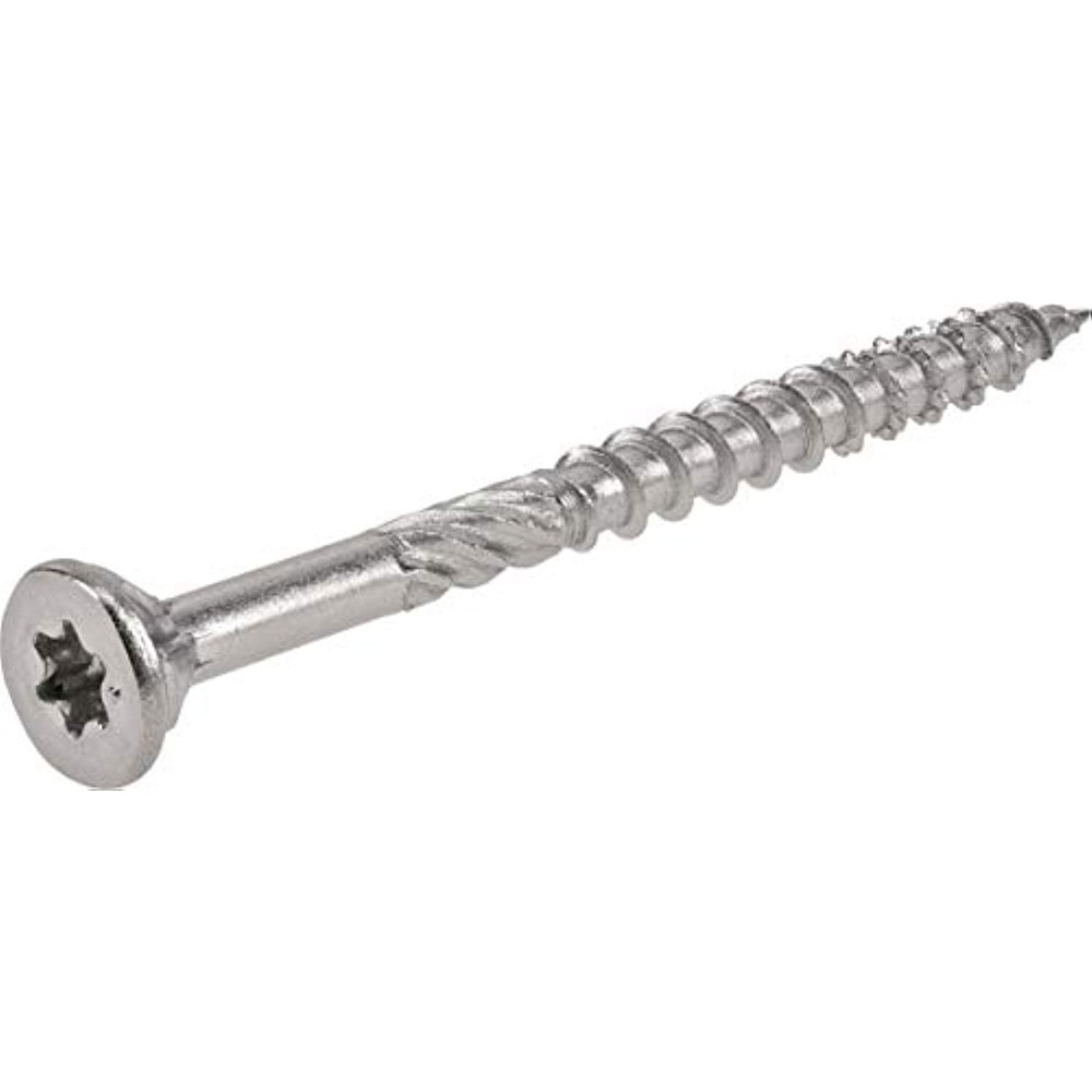 Power Pro Wood Screws, Exterior, Star Drive, Stainless Steel, #10 x 2.5-In.,