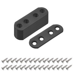 10 Pcs Flat Straight Brackets, 55mm x 5mm Iron Brace Plate with Screws, Black