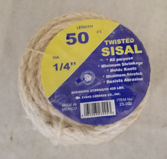 T.W Evans Cordage 23-205 Twisted Multi-Purpose Rope, 1/4 in Dia x 50′ L, 900 Lb
