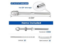 Muzata 100 Pack 1/8″ Cable Railing Hardware For 2″ Post, Silver