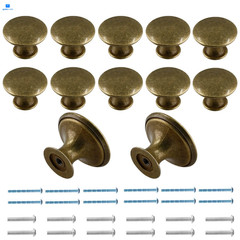 Cionyce 12 Pcs Brass Cabinet Knobs Metal Drawer Round 12 Pack,