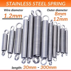 A2 Stainless Steel L=30-300mm 1.2mm Expansion Spring Extension Expanding Springs