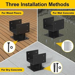 6″x 6″ Concrete Post Base, 2Pcs Stainless Steel Adjustable Post Anchor Bracket