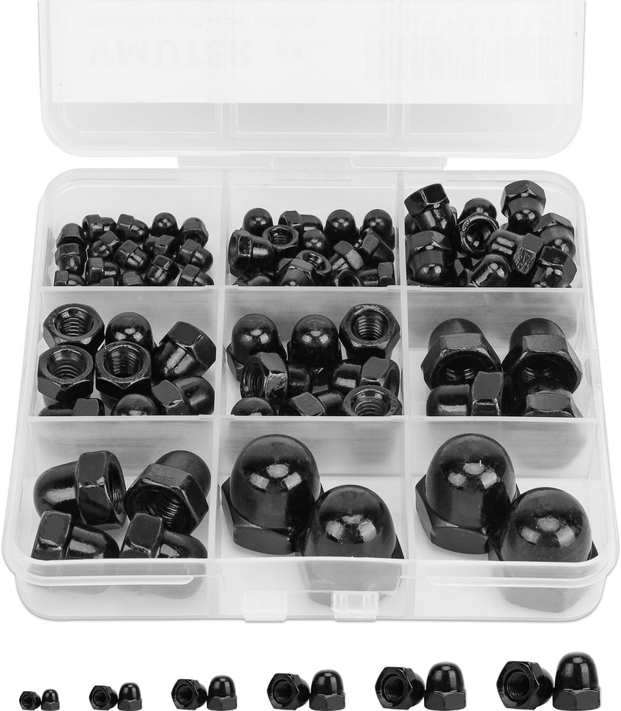 88pcs Black Metric Kits Acorn Cap Nuts, 304 (18-8) Stainless Steel M3 M4 M5 M…