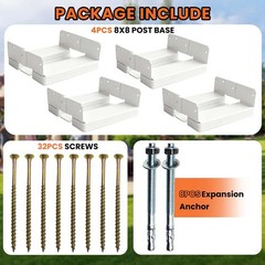 4 PCS 8×8 Post Base Concrete Heavy Duty ECoated Anchor 1 Inch Standoff