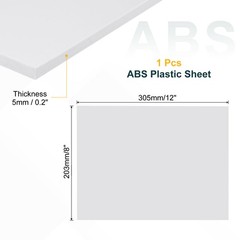 ABS Plastic 0.2″ Thickness 8″x12″ Flexible Rigid Plastic Sheet White