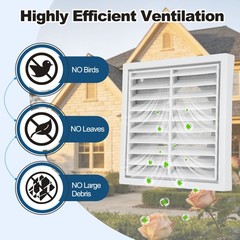 1Set Vent Cover with Built-in Screen Mesh (8″ OD) – Square Louver Air Wall Vent