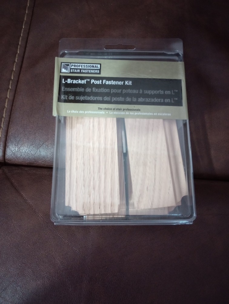 Professional Stair Fasteners 3″ Oak Chene Roble Wood L-Bracket Post Fastener Kit