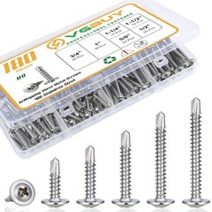180pcs #8 Sheet Metal Screws Assortment Kit, 410 Stainless Steel Self Silver