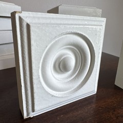 12 Pc. – 3.5”x3.5” Square White Casing Blocks, MDF Rosette, Deco Mold Lot Set