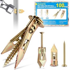 100 Pcs Self Drilling Drywall Anchors with Screws Heavy Duty Metal Wall Kit