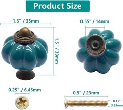 25pcs Teal Pumpkin Knobs, Vintage Ceramic Cabinet 25 Pieces,