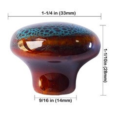 Perphin Vintage Blue Cabinet Knobs 10 Pack Glazed Small(33 mm), 10
