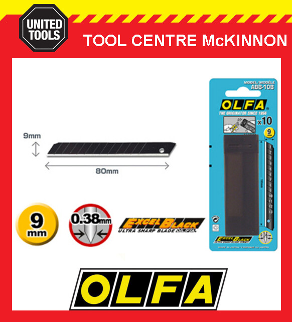 OLFA 10-PACK ULTRA SHARP BLACK 9mm SNAP OFF UTILITY KNIFE BLADES – MADE IN JAPAN