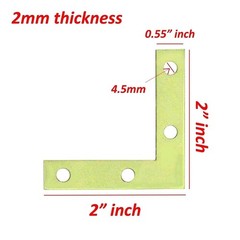 4 Pcs 2″ inch “L” Steel Flat Corner Braces w/ Screw Pack LOT Right Angle Bracket