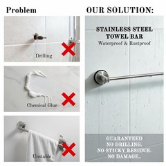 Generic Suction Cup Towel Bar 17-28 Inch Adjustable Retractable Stainless Steel