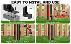 Fence Post Repair Kit 33.62″ Steel Anchor Spike – Quick Fix for Leaning Posts