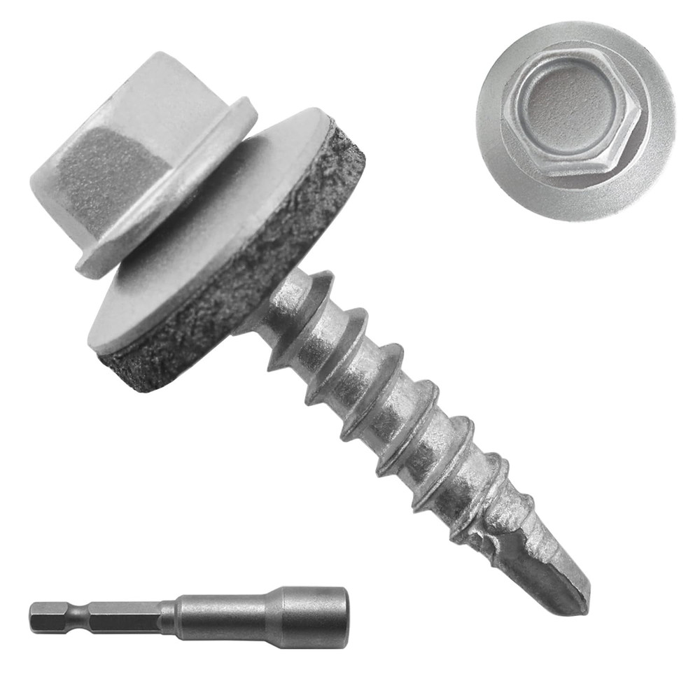 JEGONFRI 300Pcs #10 X 1 Galvanized Hex Head Self-Drilling Metal Roofing Screws,