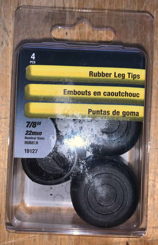 LOT OF 50 – 19127 Shepherd 7/8″ 22mm Black Rubber Leg Tips Nominal Sizes- 4 Pac
