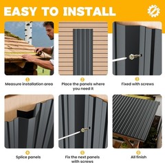 Corrugated Metal Roofing Panels 10 Pcs L41.34″ Black Galvanized Roof Panels