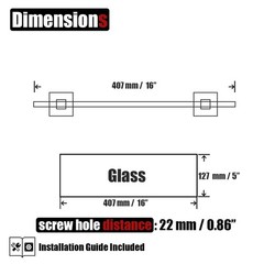 JQK 16×5″ Floating Tempered Glass Bathroom Shower Shelf Stainless Steel