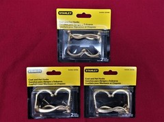 6 pc Stanley Coat & Hat Hook Bright Brass