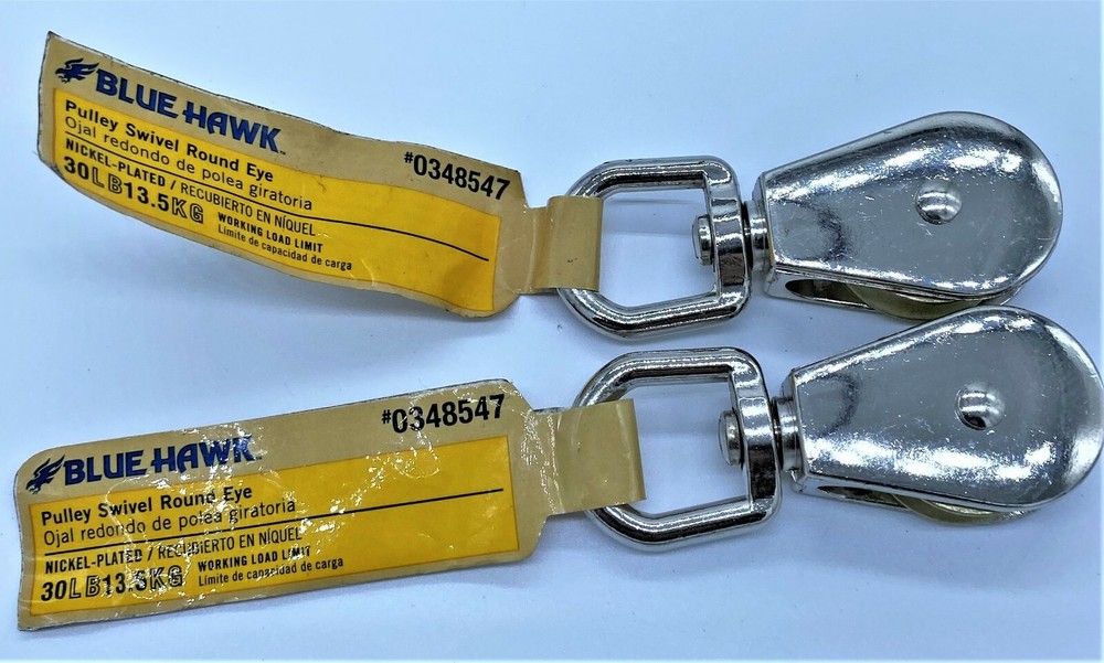 Blue Hawk 1″ Swivel Eye Pulley 30lb Load Light Duty Nickel-Plated AC1066 X4
