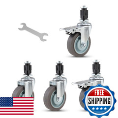 Yajiyo 4Inch Plug-In Casters Silent High Load Capacity 4Pcs Set 1 Square Tube