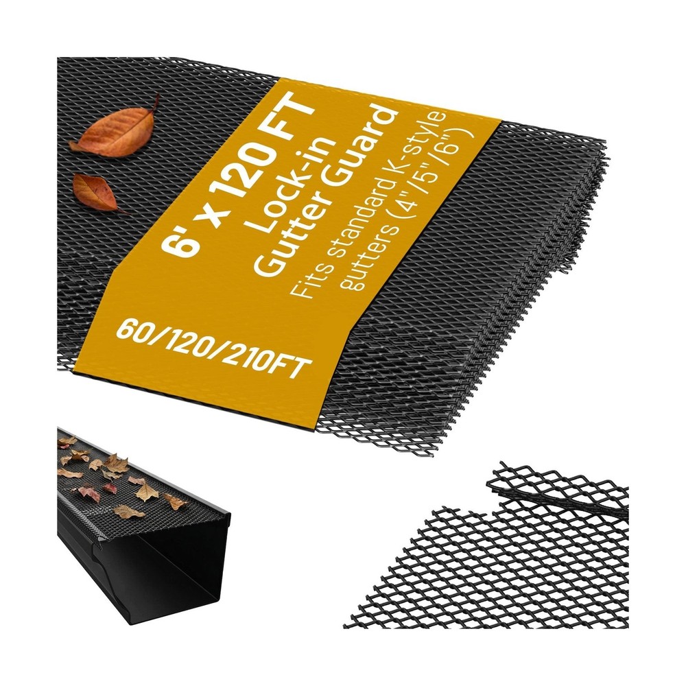 120 ft Gutter Leaf Guard (40 Pack) – Fits 4/5/6 Inch K Style Gutters – 6 Inch…