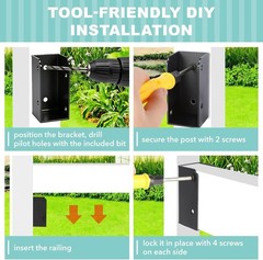 24 Pack U Shaped Deck Rail Bracket Kit Black Steel